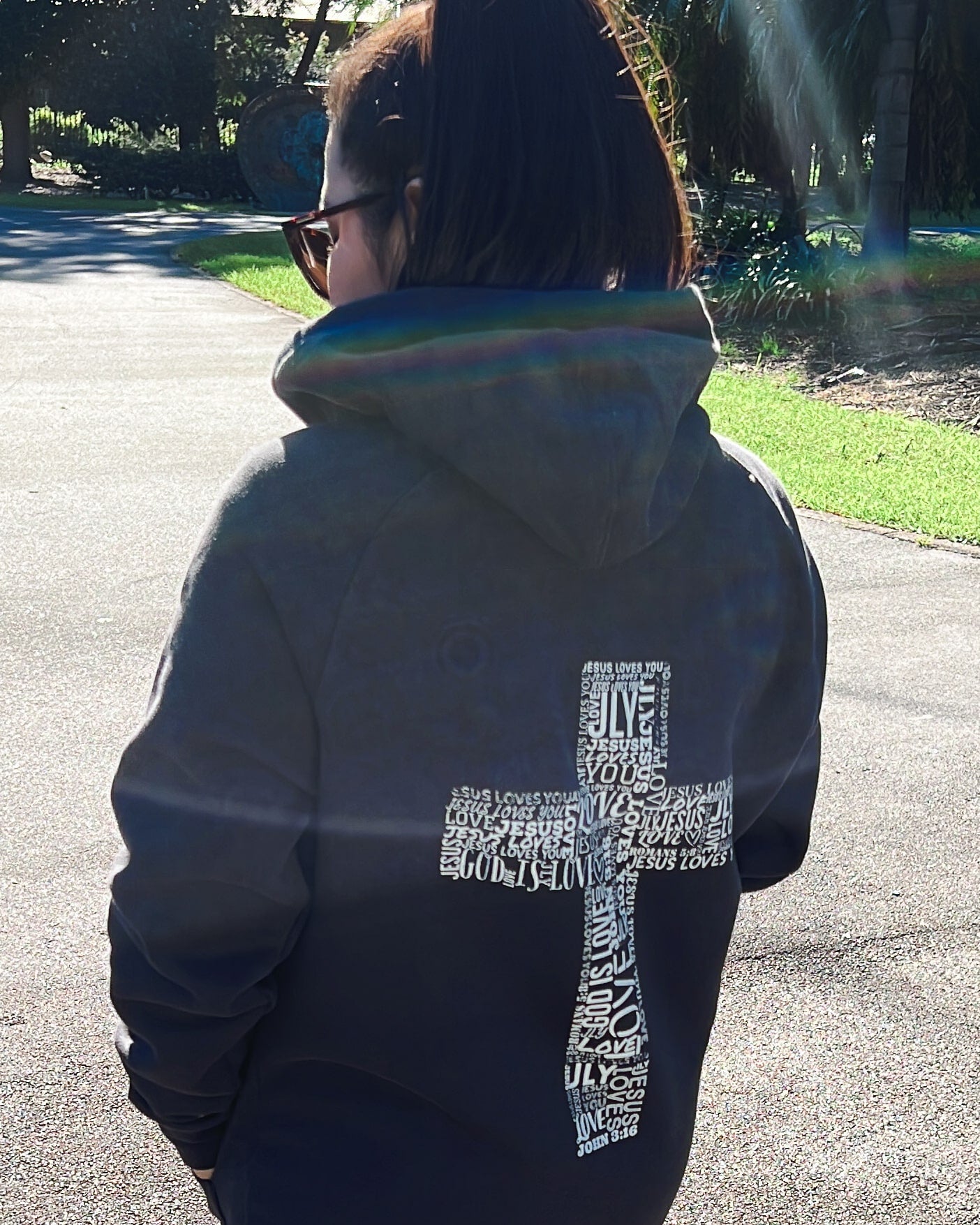 Loved Cross Hoodie - Charcoal