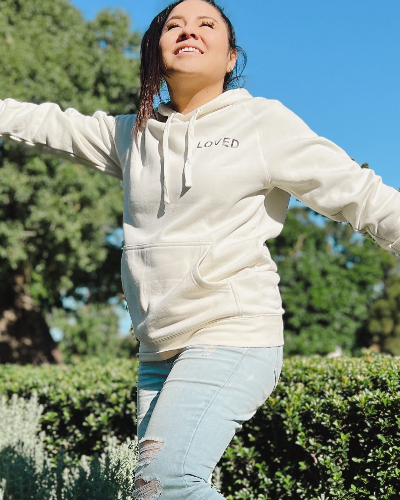 Loved Cross Hoodie - Beige
