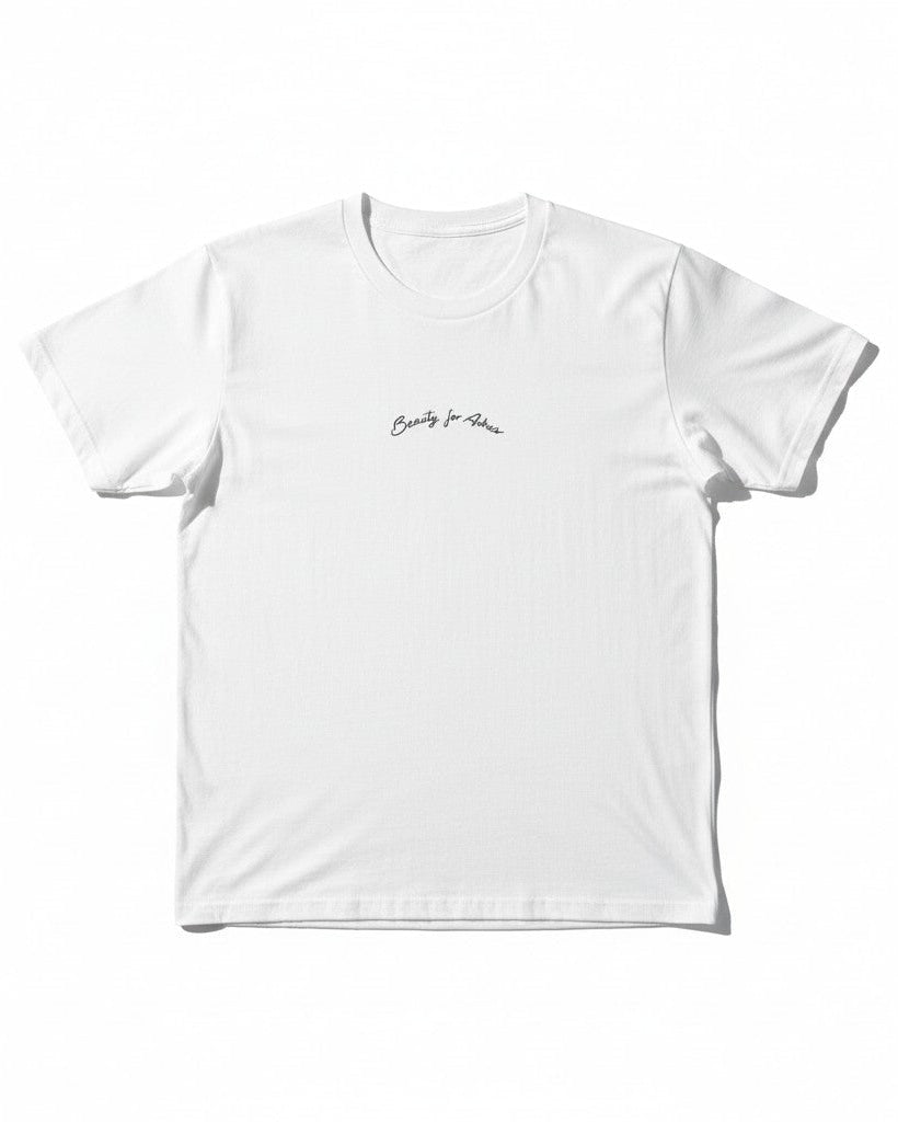 Christian White t-shirt with black text on a white background