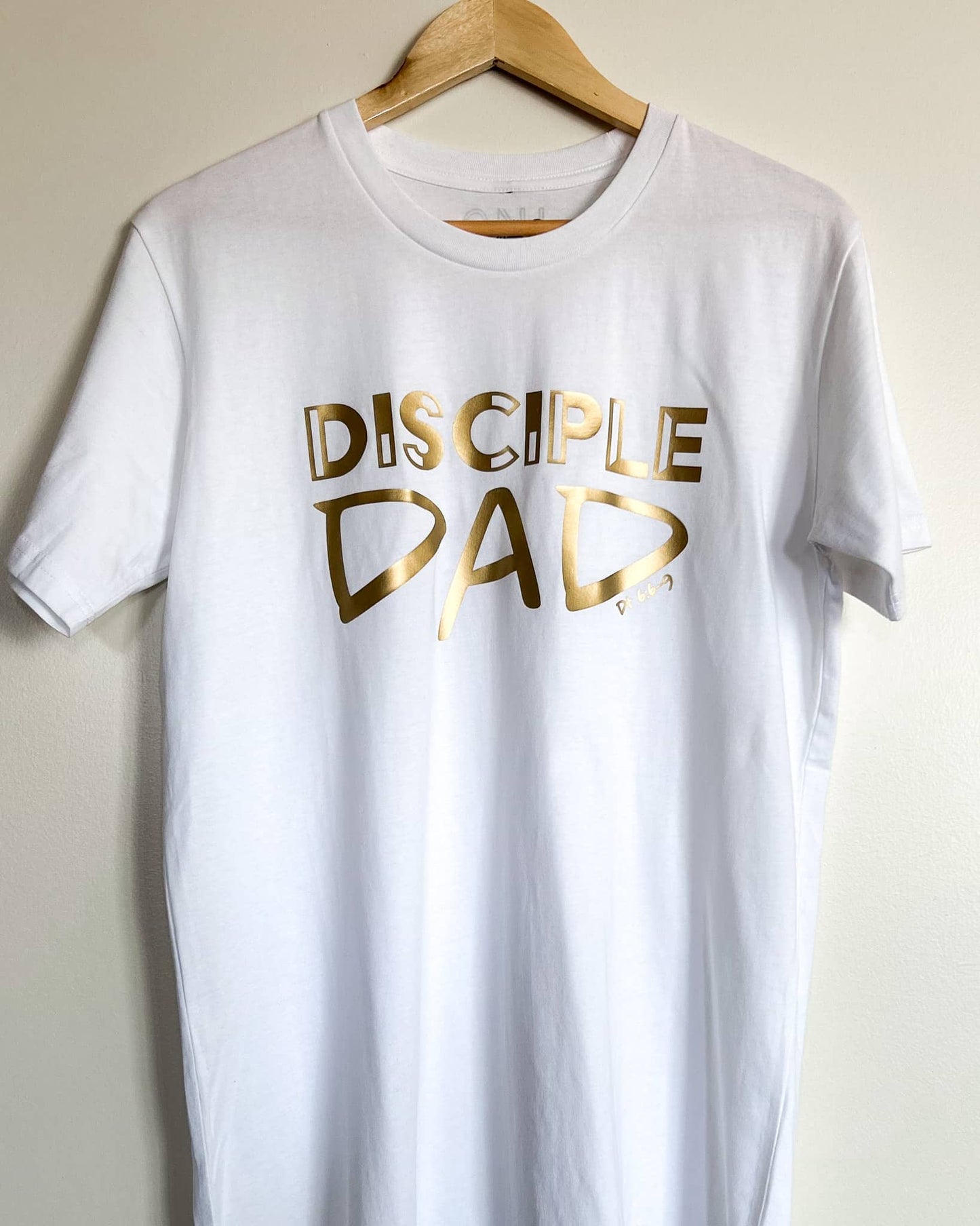 White and Gold Disciple Dad Tee