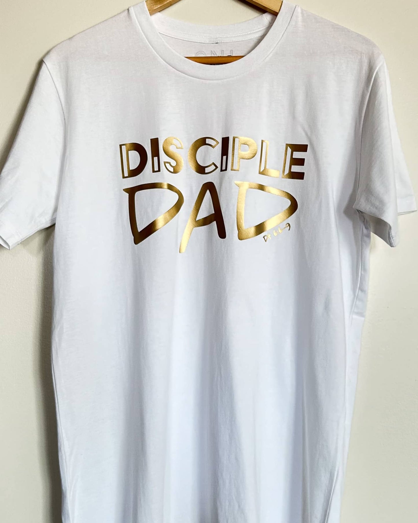 White and Gold Disciple Dad Tee