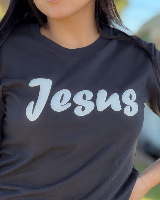 Unisex Black T-Shirt with Jesus on top_christian clothing in australia