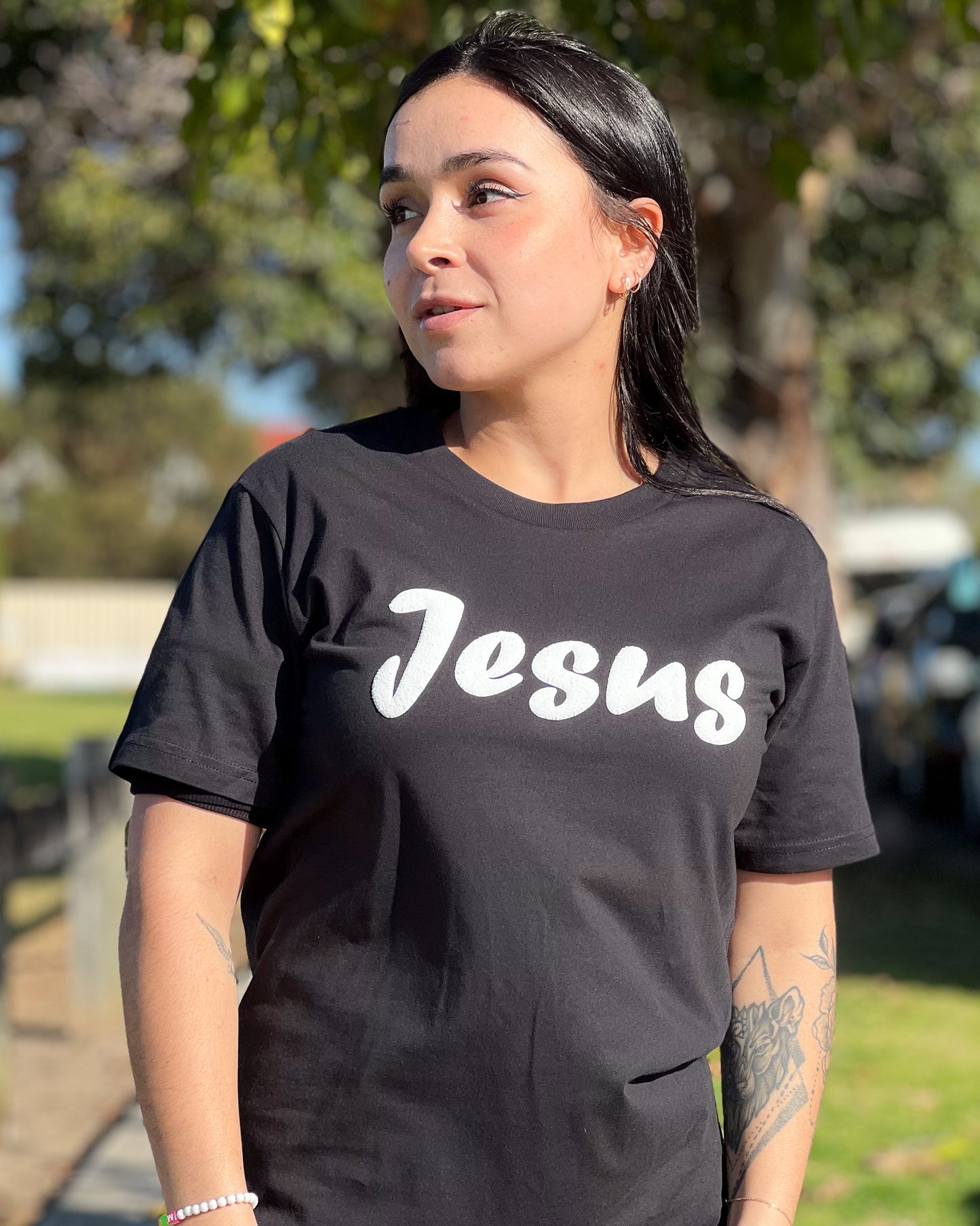 Unisex Black T-Shirt with Jesus on top_christian clothing in australia