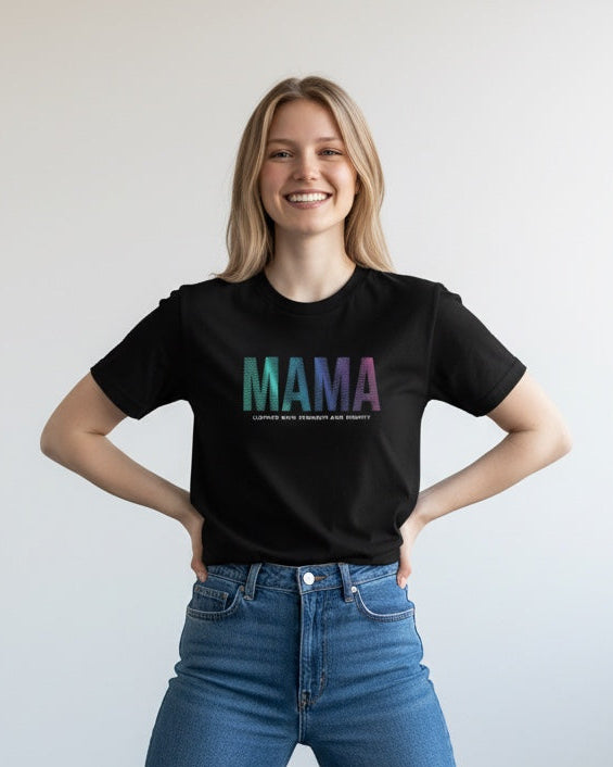 MAMA Black Tee - Clothed with Strength and dignity