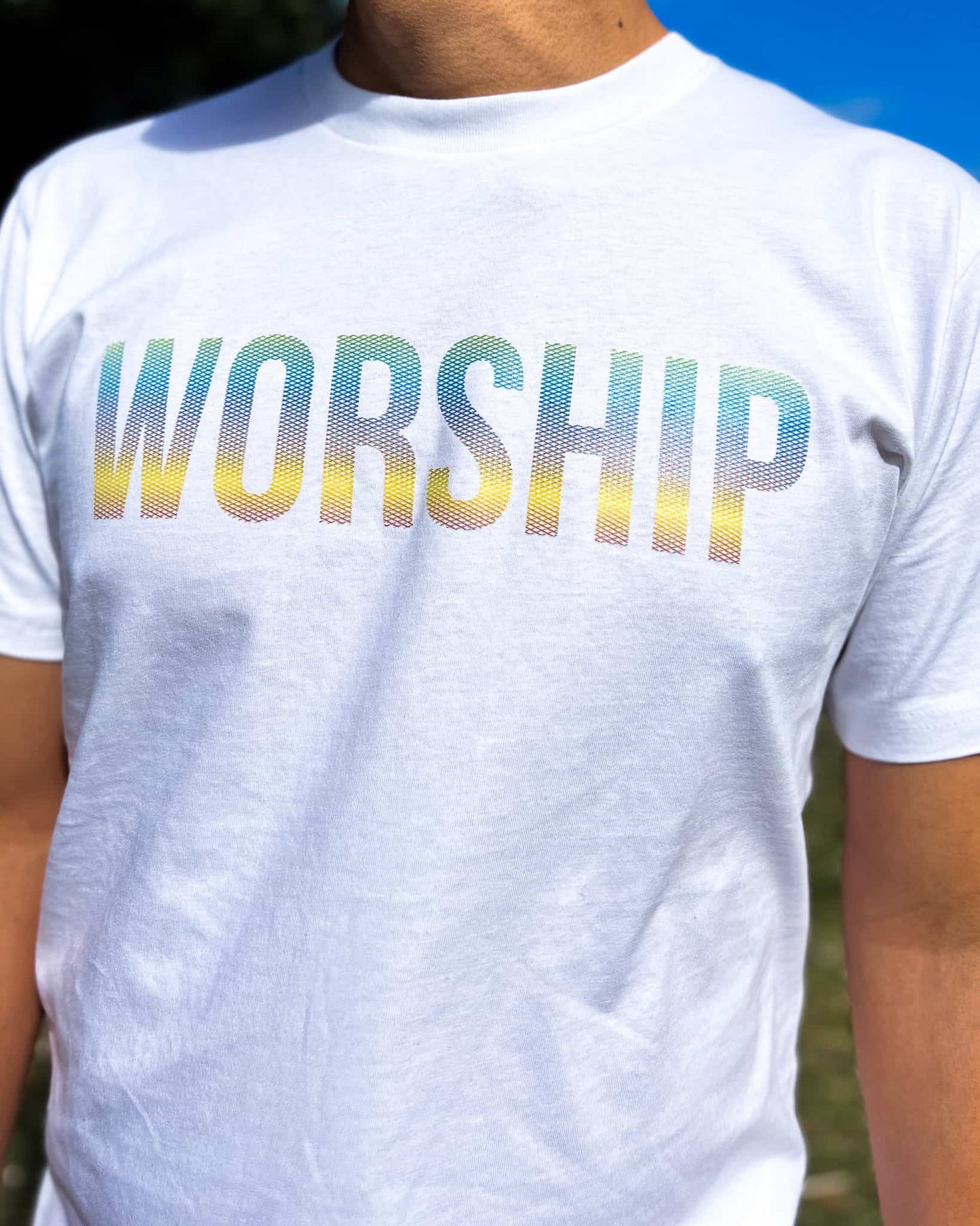 Worship Christian unisex white t-shirt with many colours