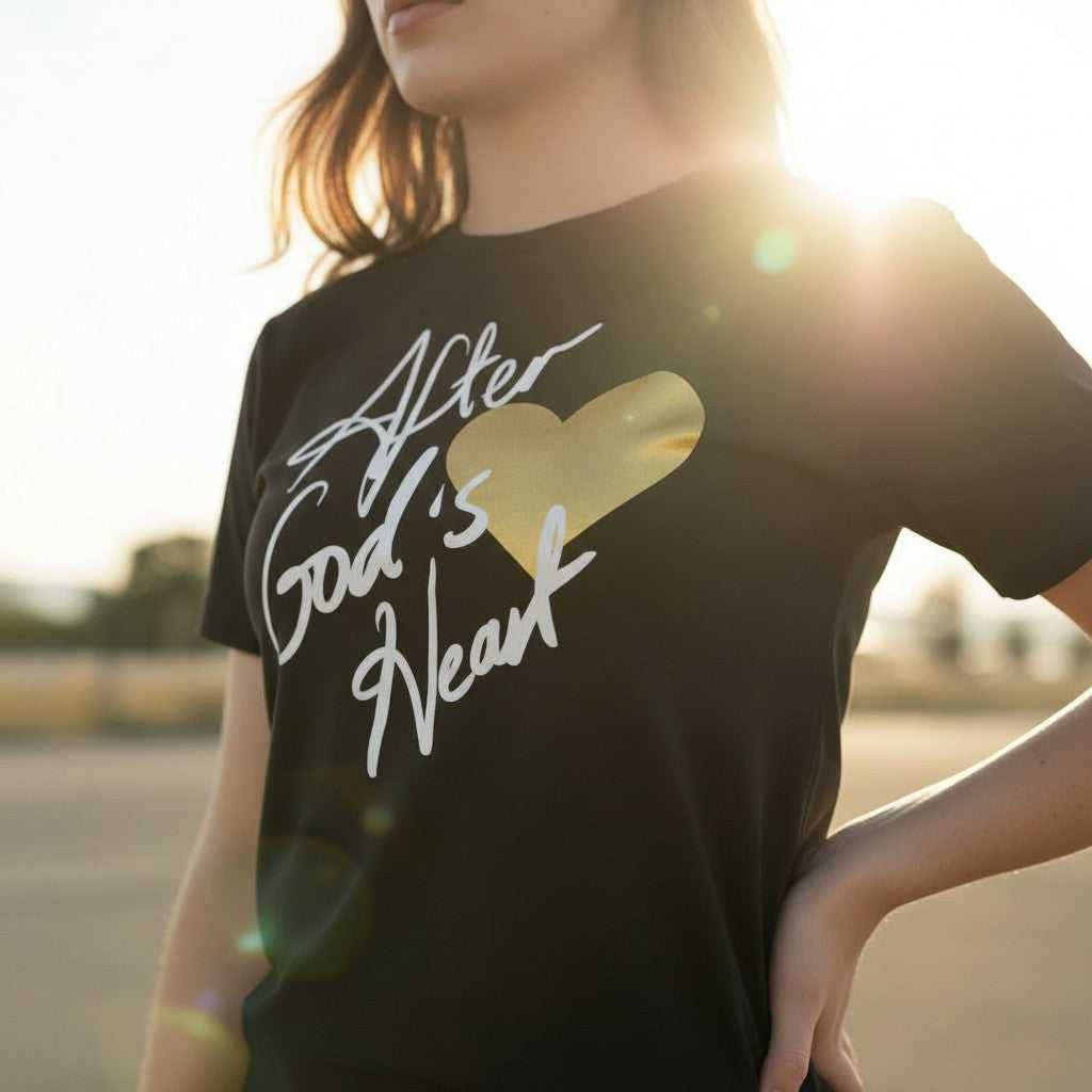 After God's Heart Black Gold Tee