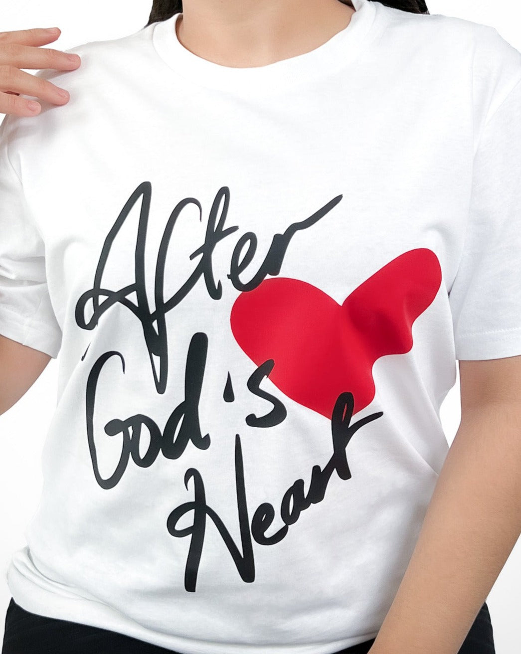 after God's heart white_red unisex t-shirt_christian clothing in australia