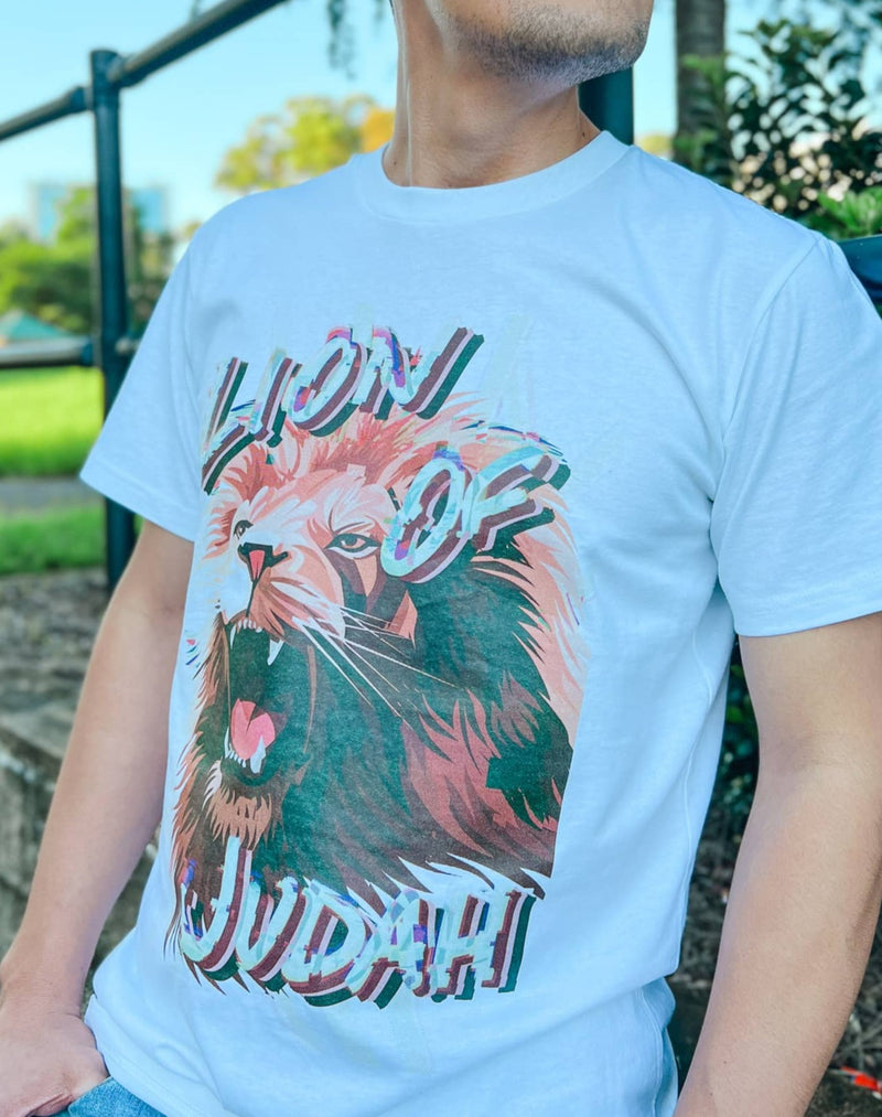 unisex lion of judah white t-shirt, christian clothing Australia