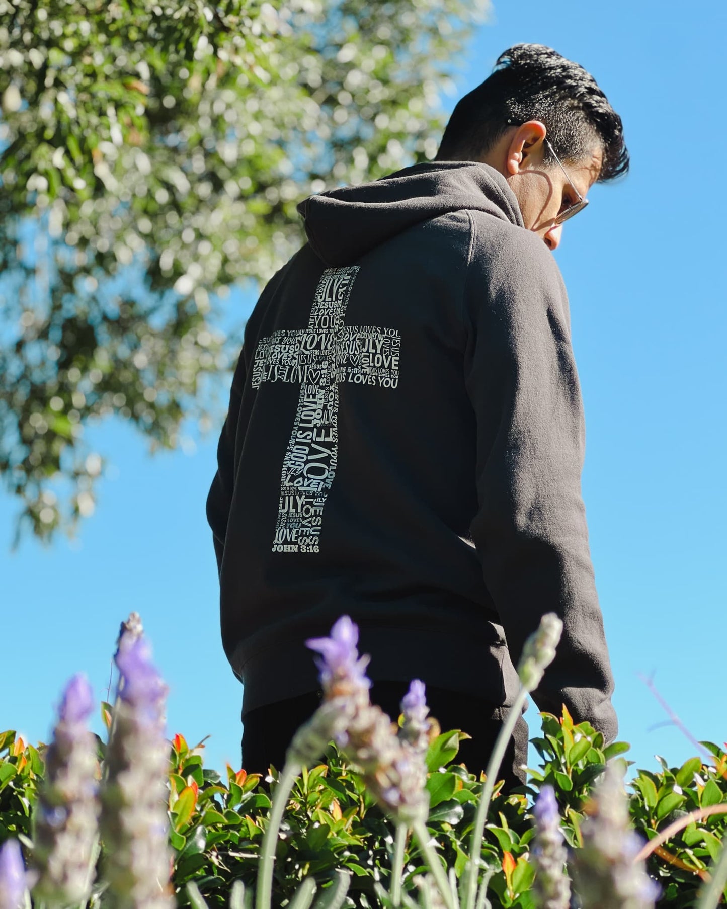 Loved Cross Hoodie - Charcoal