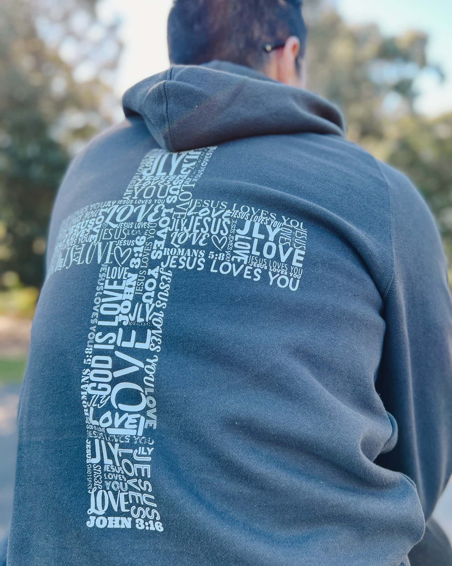 Loved Cross Hoodie - Charcoal