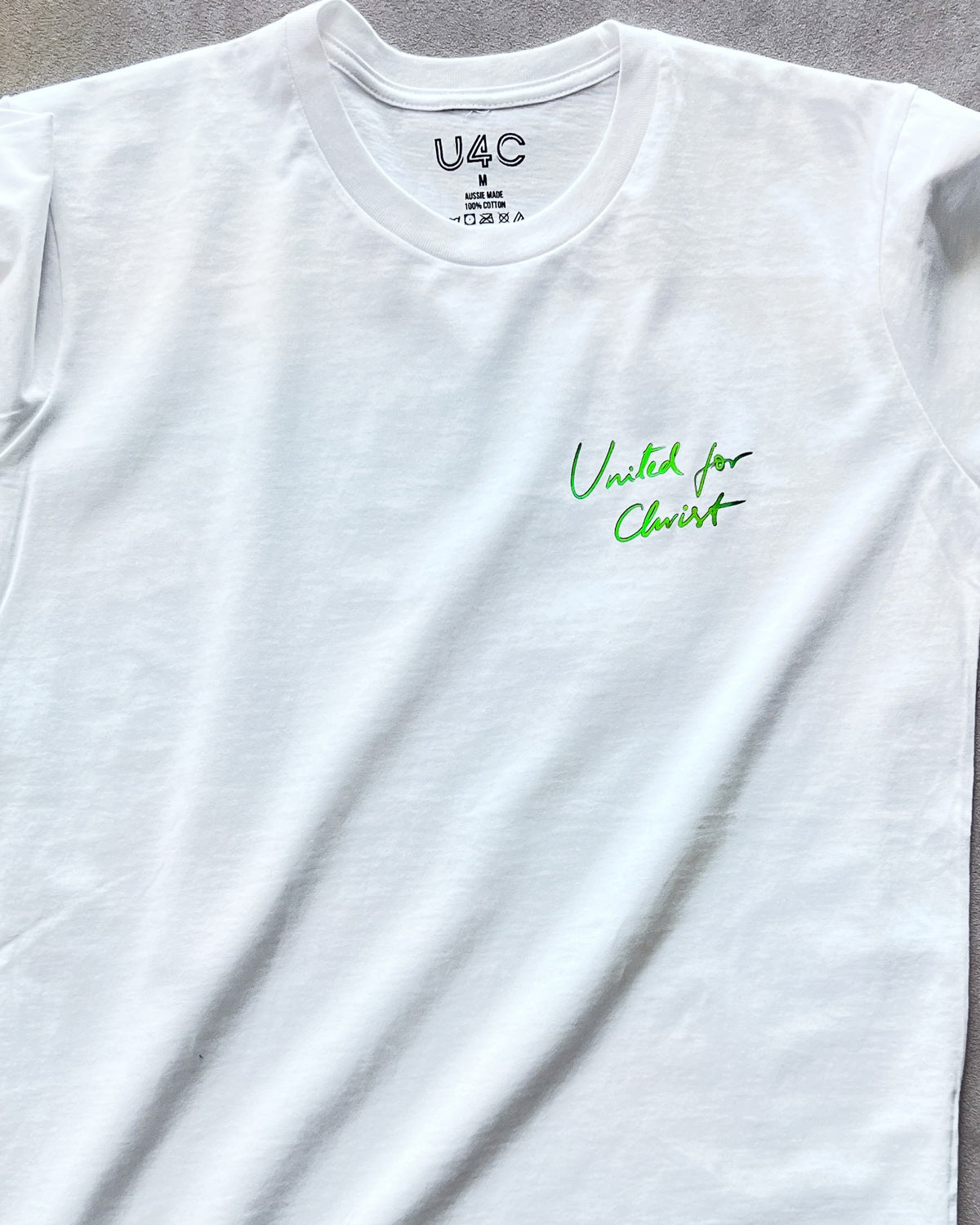 Christian white T-shirt with the brand United for Christ