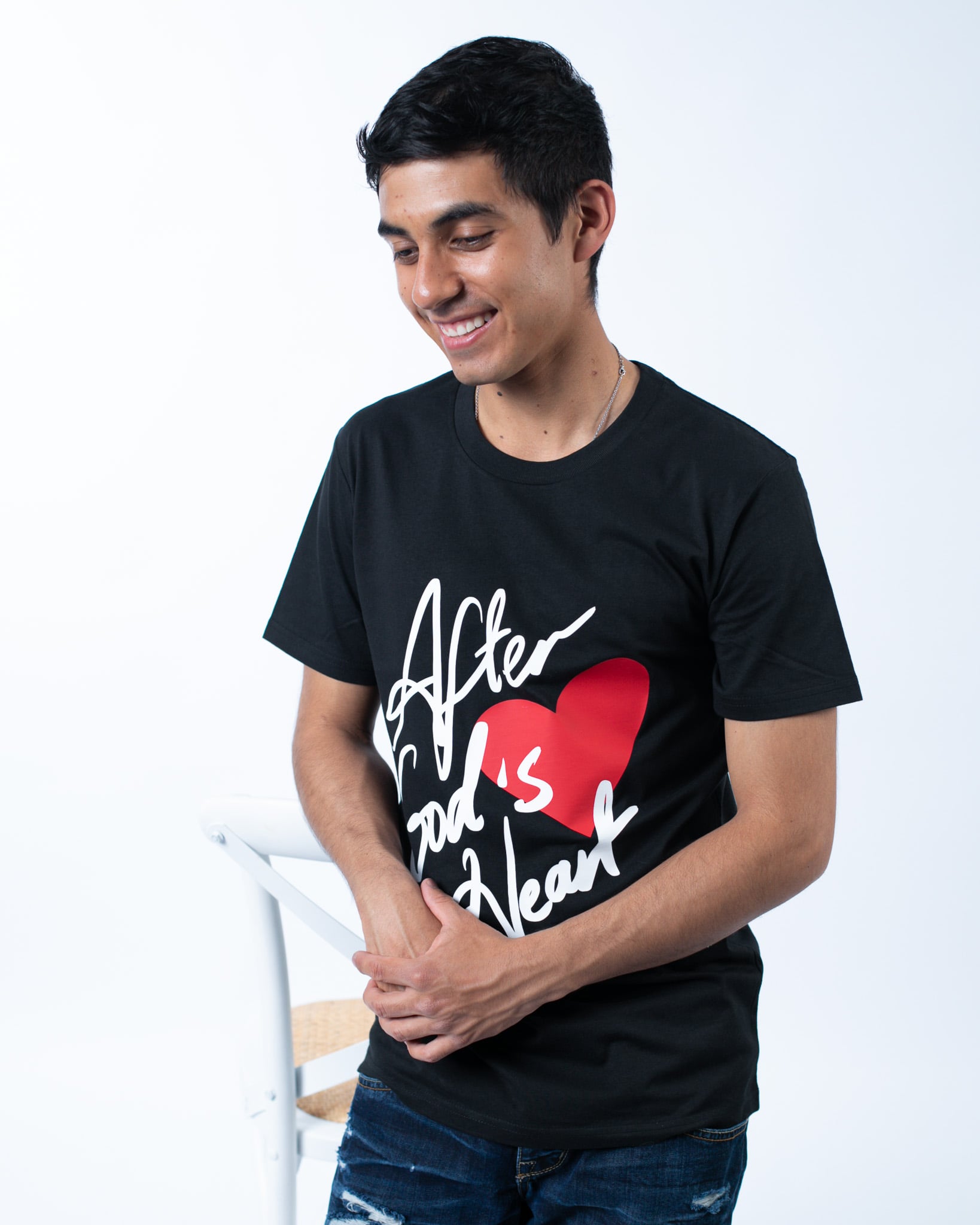 after God's heart black unisex t-shirt_christian clothing in australia