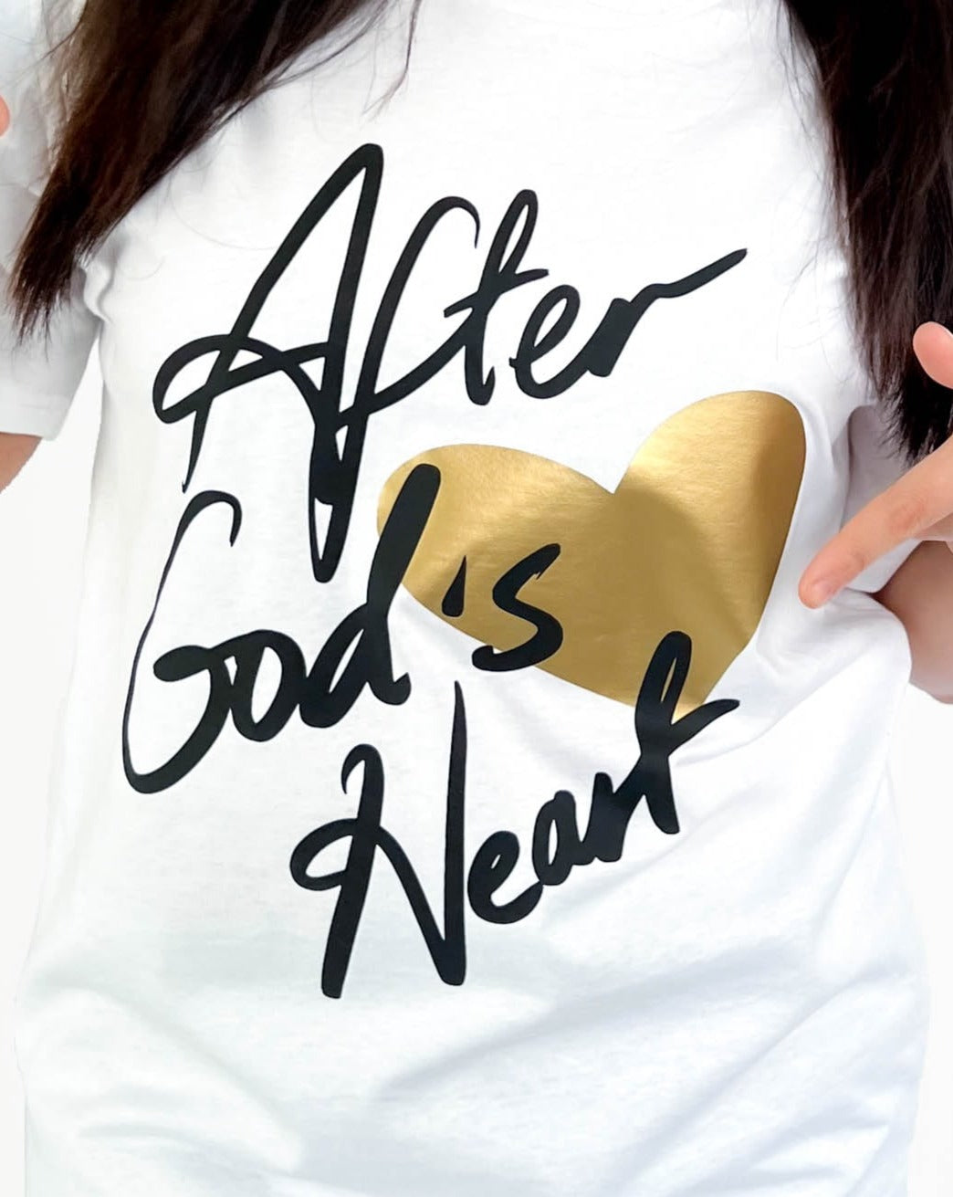 after God's heart white_gold unisex t-shirt_christian clothing in australia