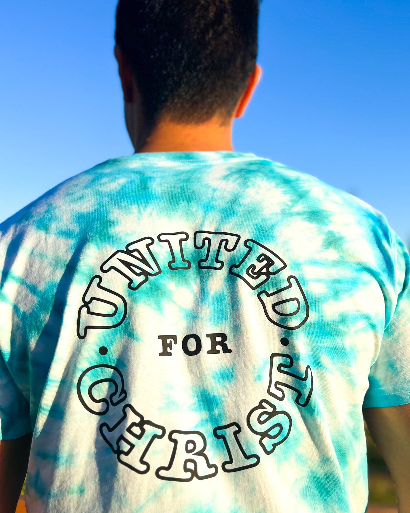 Unisex United for Christ blue tie dye christian t-shirt_christian clothing in australia