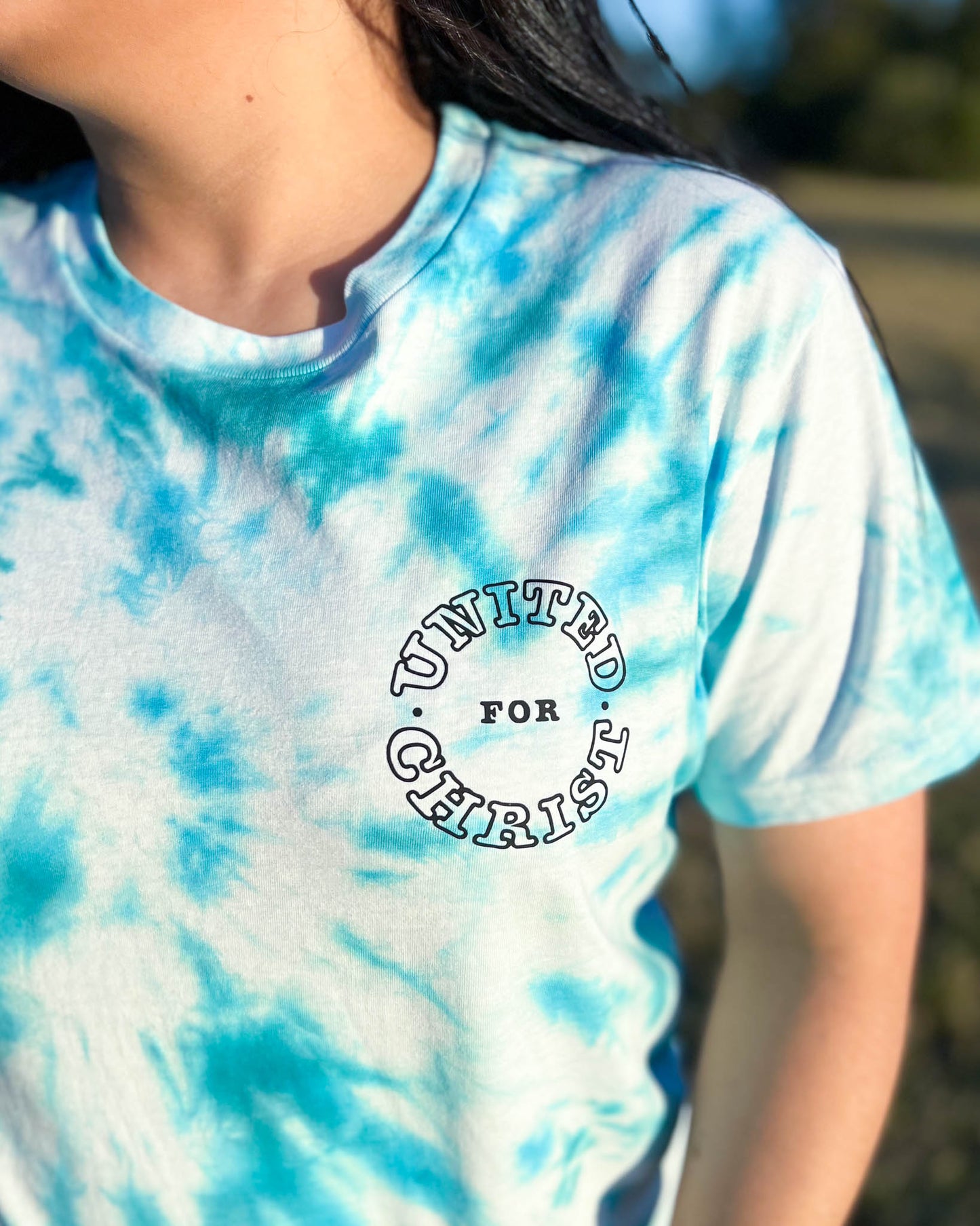 Unisex United for Christ blue tie dye christian t-shirt_christian clothing in australia