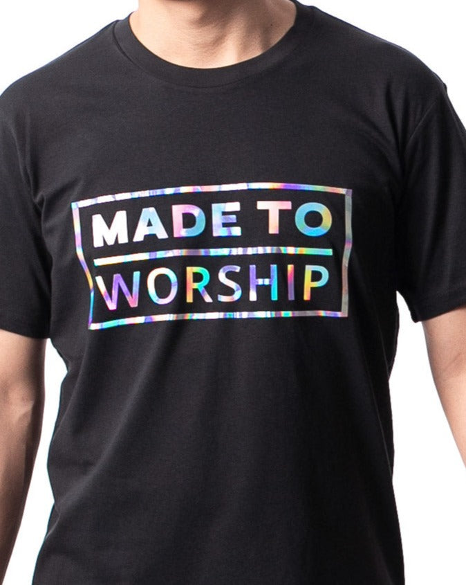 Unisex black chirstian t-shirt, made to worship_christian clothing_worship clothing australia