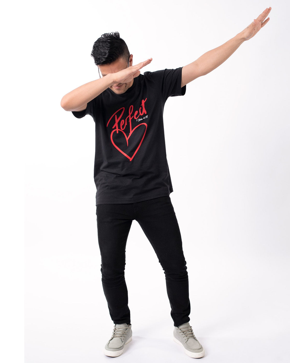 Black and red unisex christian t-shirt, Perfect Love T-Shirt, Christian clothing australia