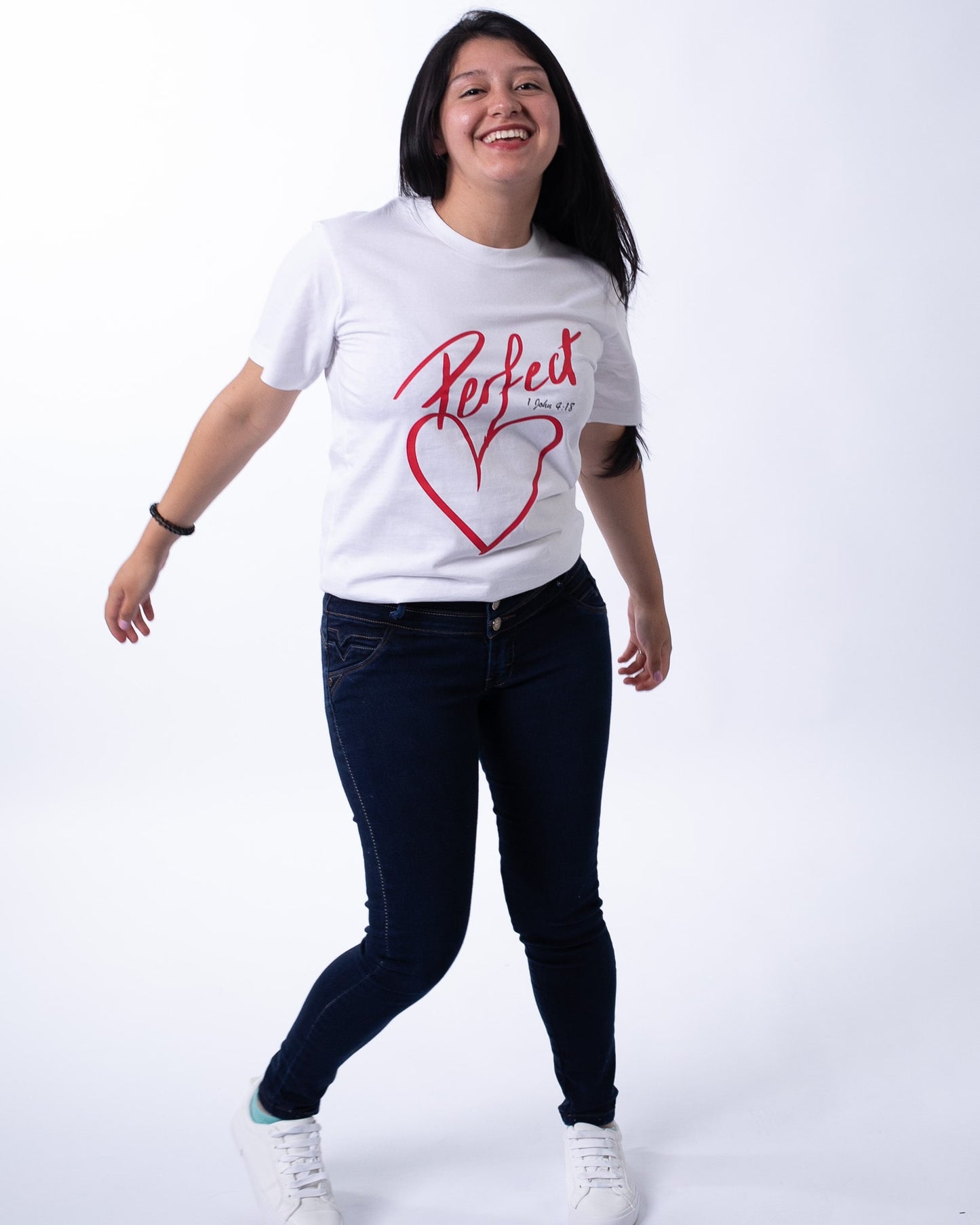 White and red unisex christian t-shirt, Perfect Love T-Shirt, Christian clothing australia