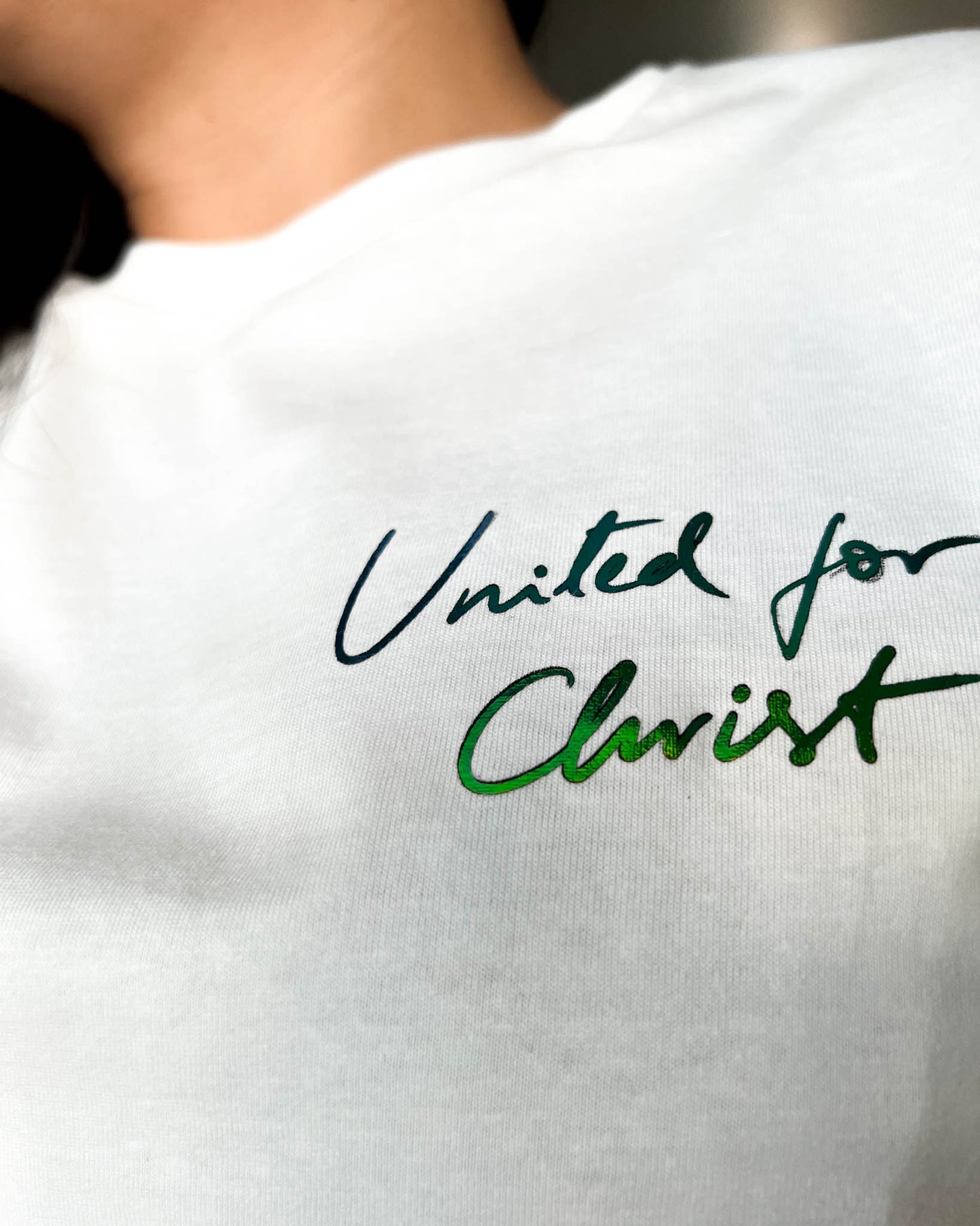 Christian white T-shirt with the brand United for Christ